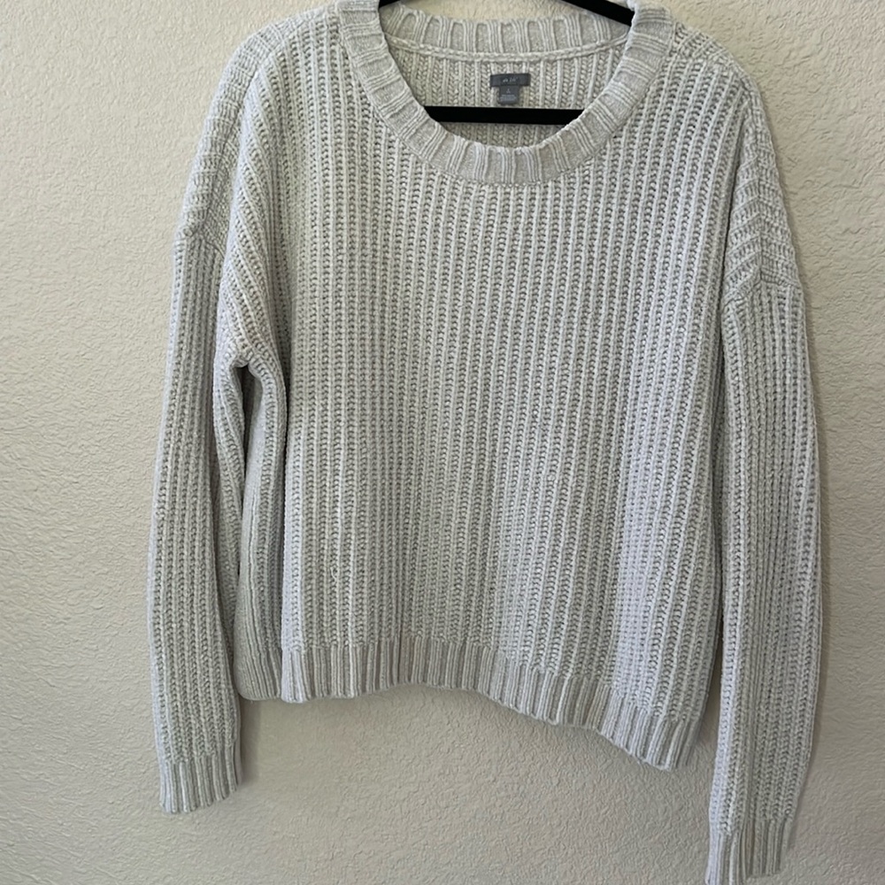 Aerie Velvet Knit Oversized Sweater Boxy Look Sz Lrg Ivory